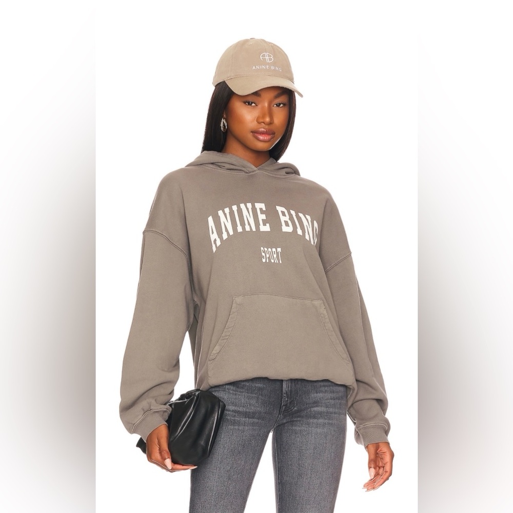 Anine Bing • AB Sport Harvey Hooded Sweatshirt Dusty Olive S